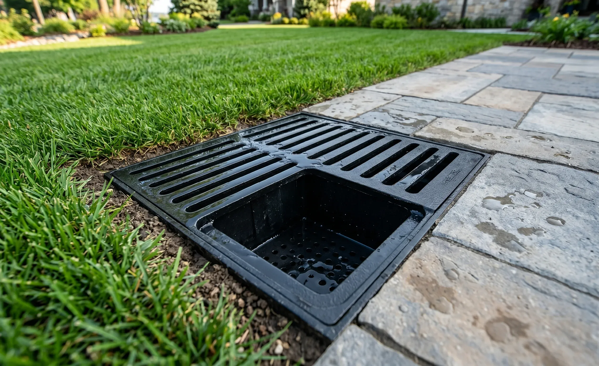 Trenching for a French drain installation
