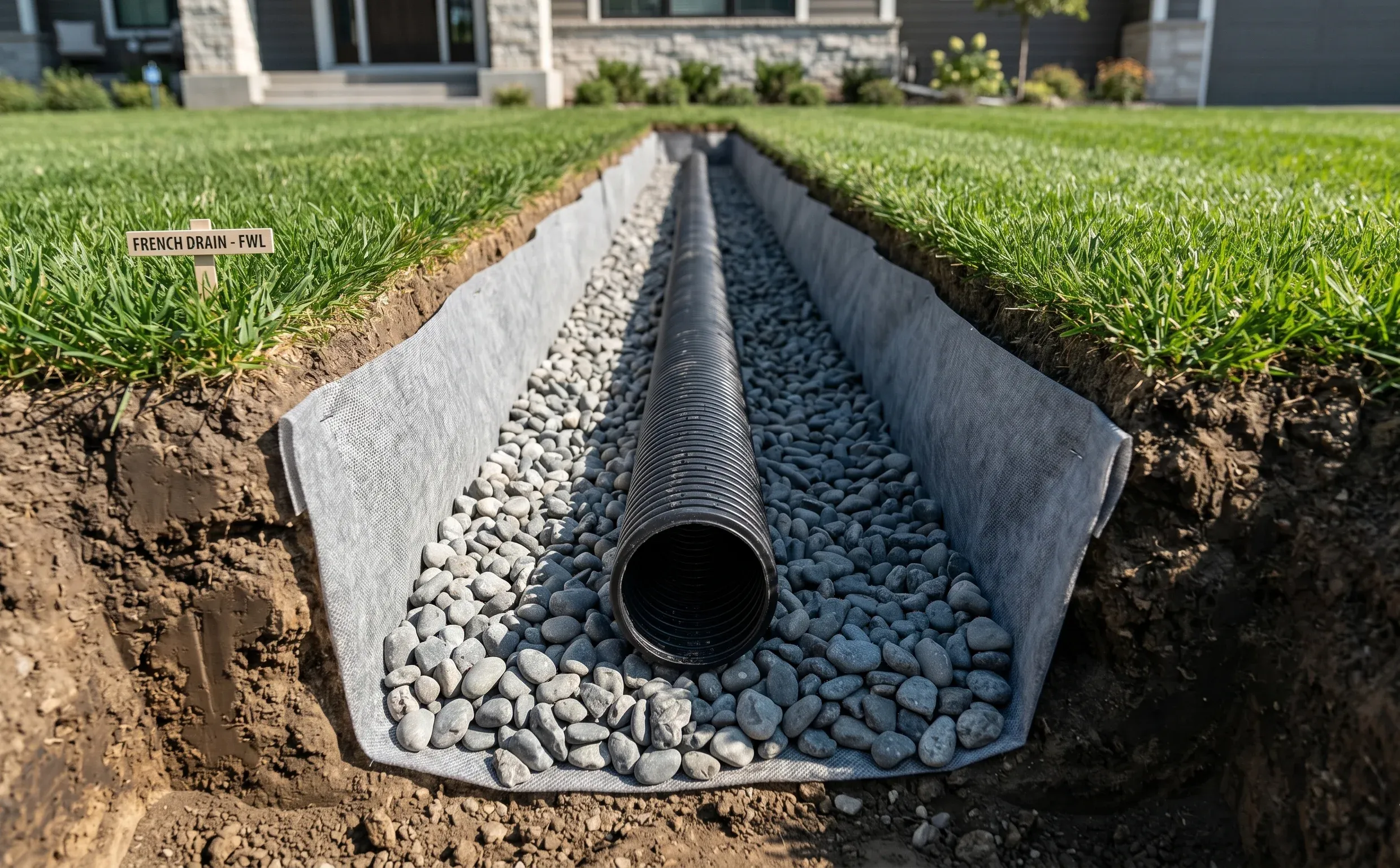 Catch basin and buried downspout completion
