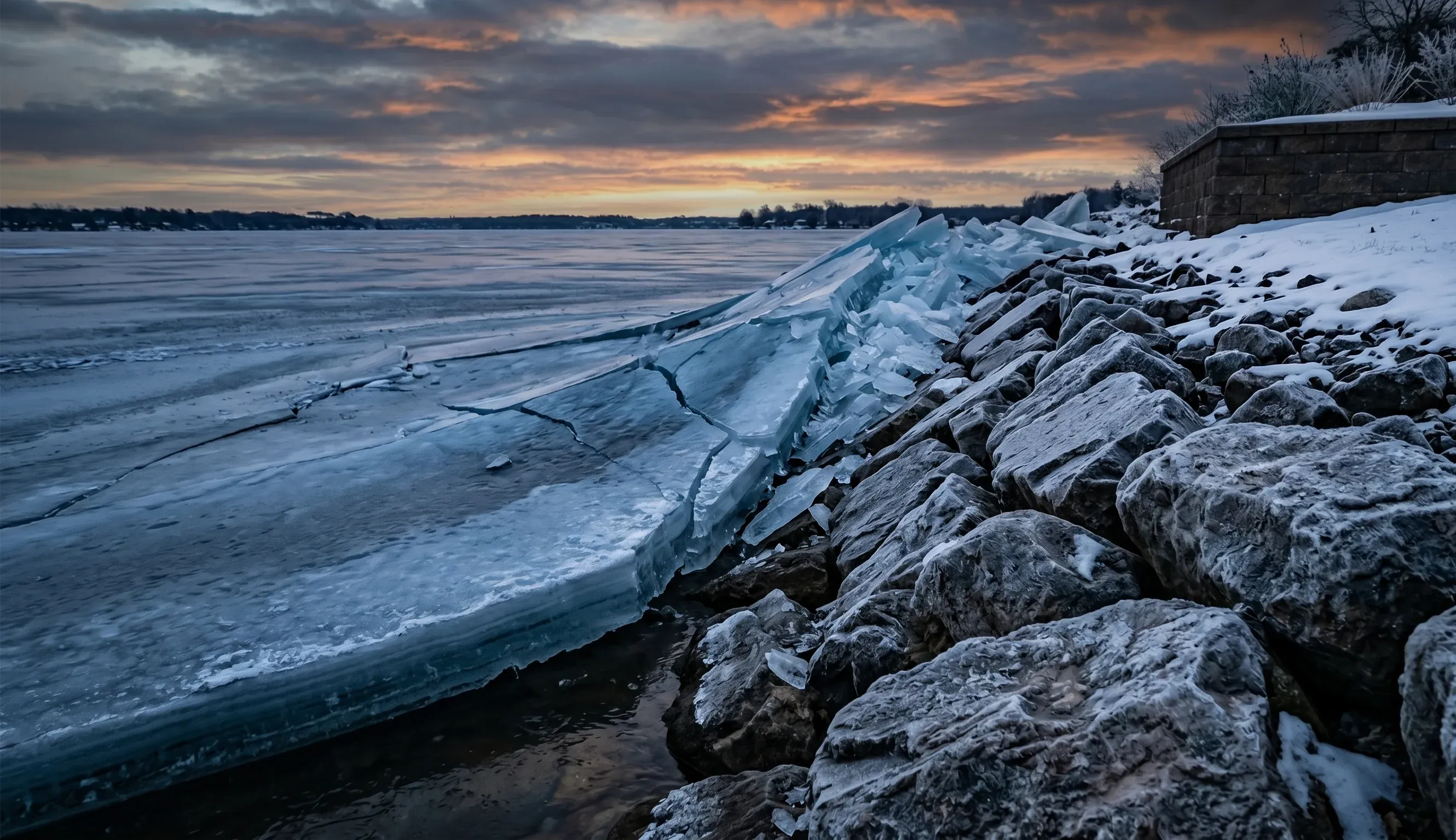 Repairing ice heave damage and restoring structural integrity to a shoreline