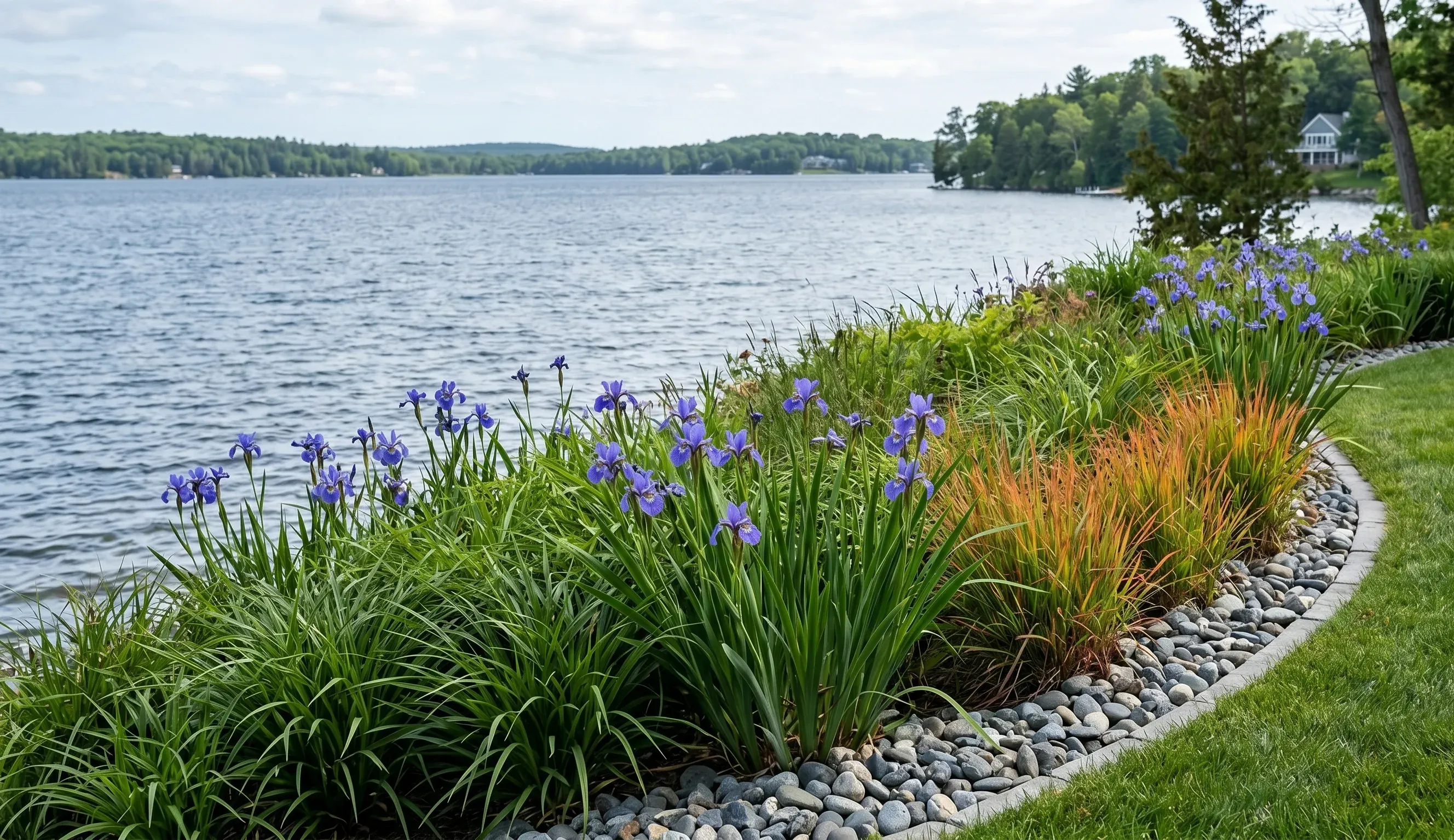 Hydroseeding and native buffer zone planting for severe erosion control