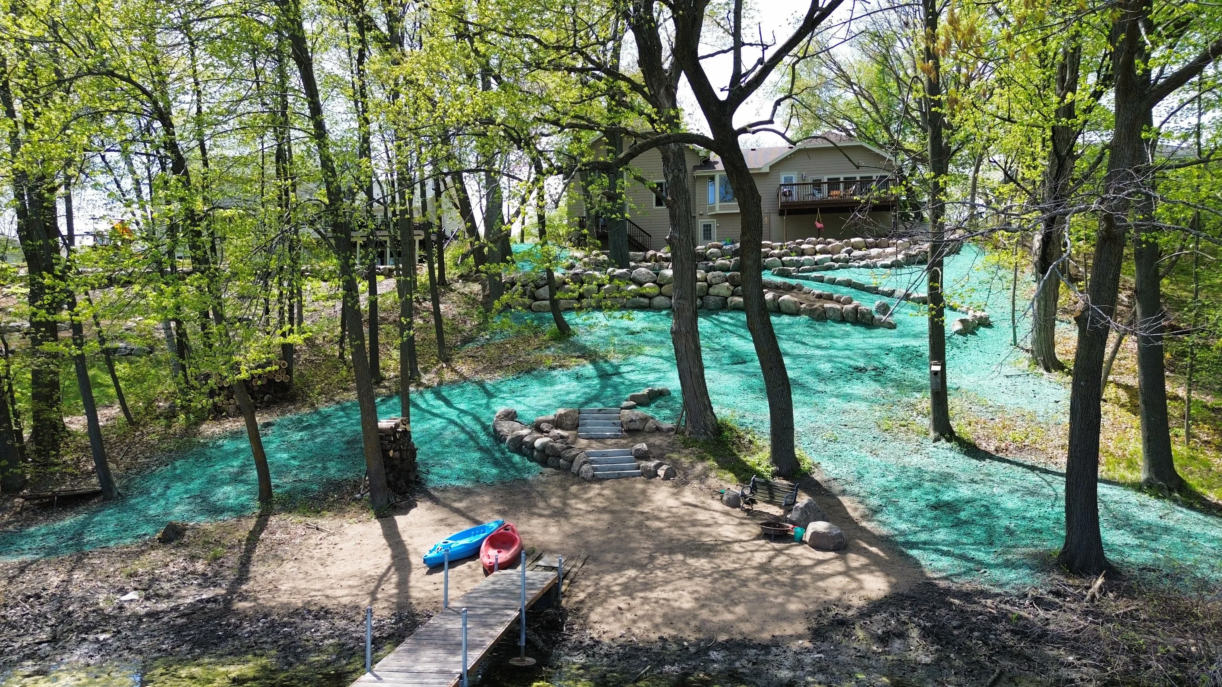 Professional hydroseeding on a Plymouth MN lakefront estate