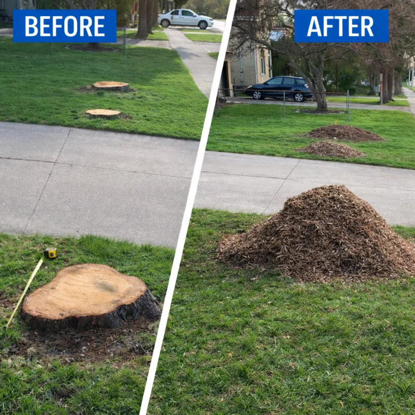 Freshly ground stump area cleanly backfilled and ready for landscape restoration